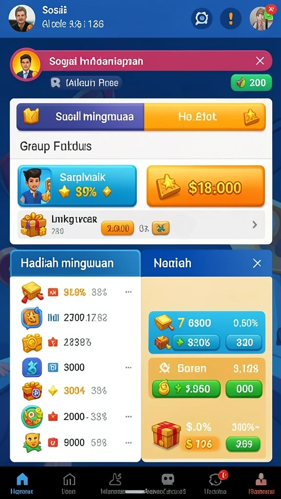 Sistem reward yang menguntungkan dengan event menarik.