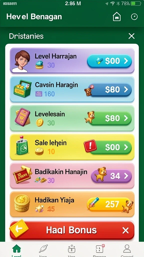 Tampilan menu utama yang menarik dan interaktif.