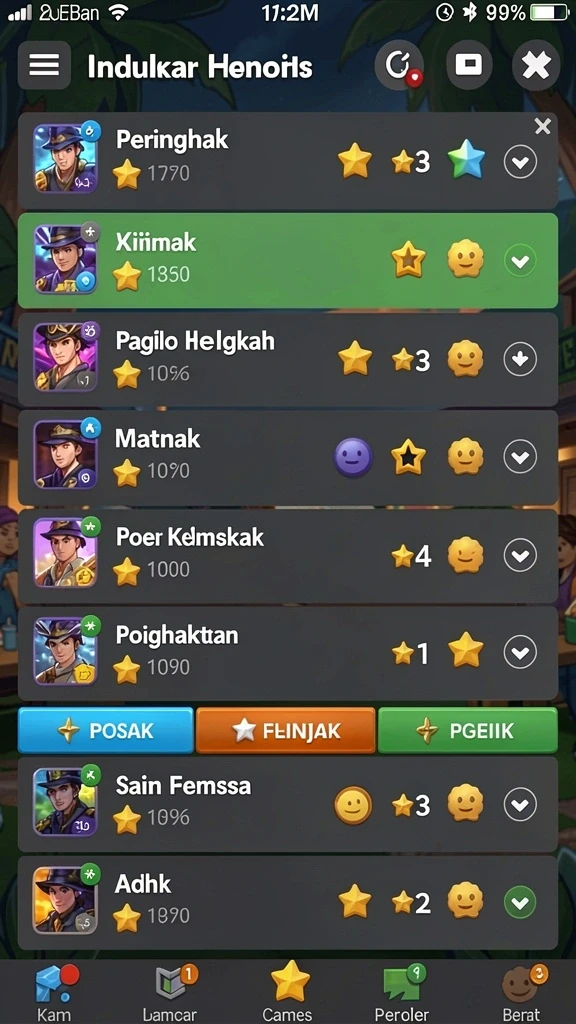 Level permainan yang menantang dan beragam.