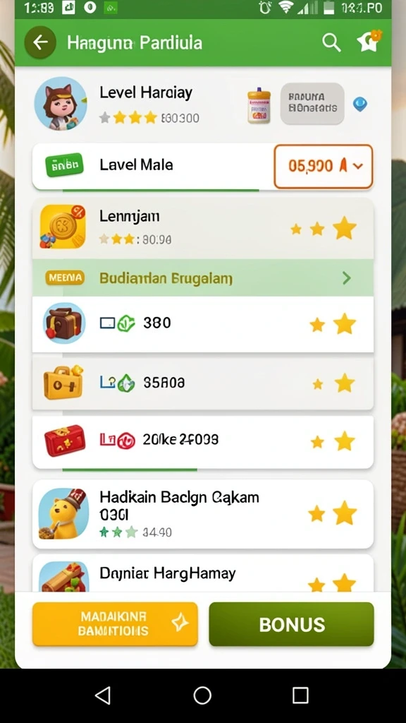 Tampilan karakter yang menarik dan beragam pilihan.